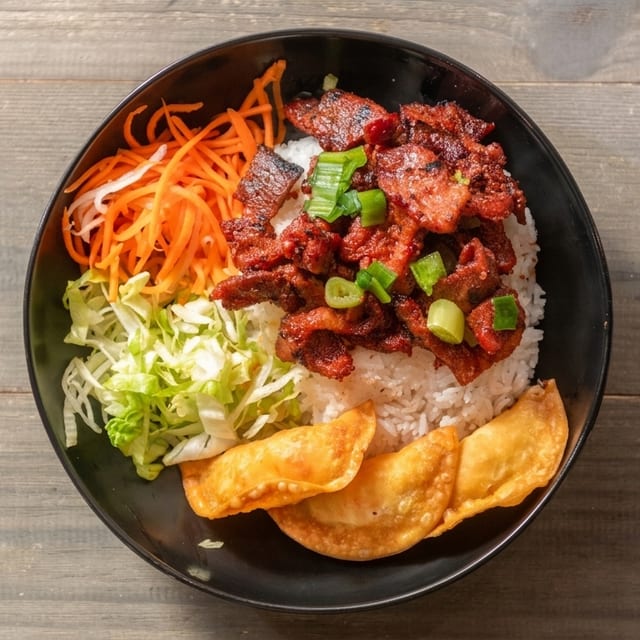 Chicken or Pork Rice Combo.
