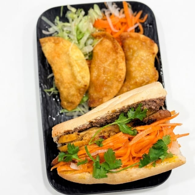Half Banh Mi and Fried Dumplings.