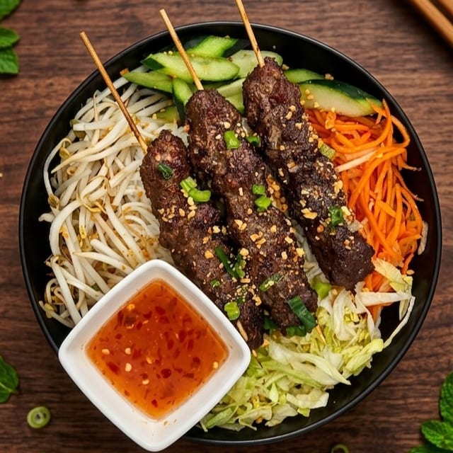 Grilled Beef Skewer Vermicelli.